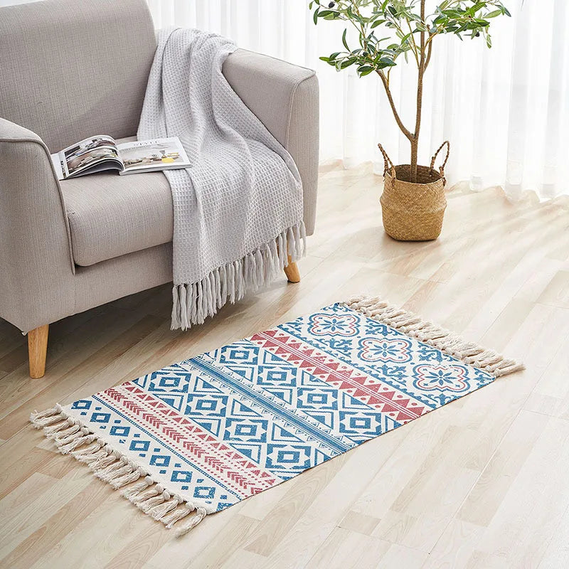 Hand Woven Cotton Boho Rug