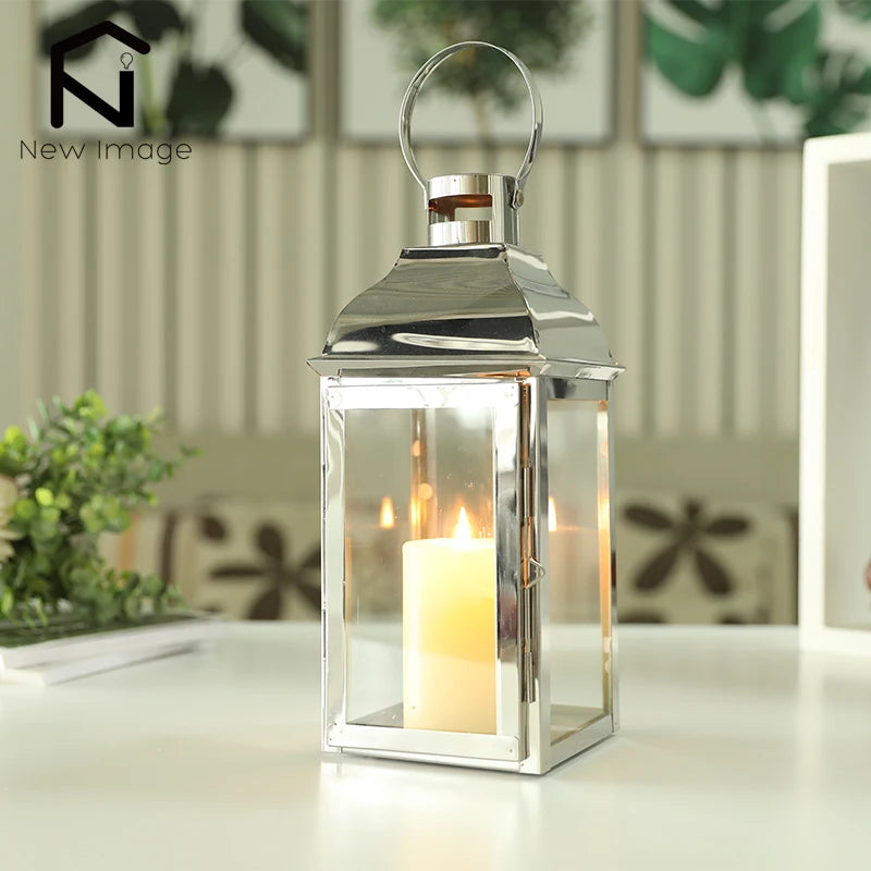 Stainless Steel Metal and Glass Hanging Lanterns