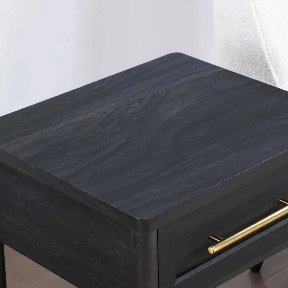 Square End Table with Small Storage Drawer in Charcoal Finish