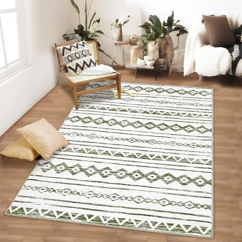 Large Moroccan Soft Fluffy Geometric Washable Rug