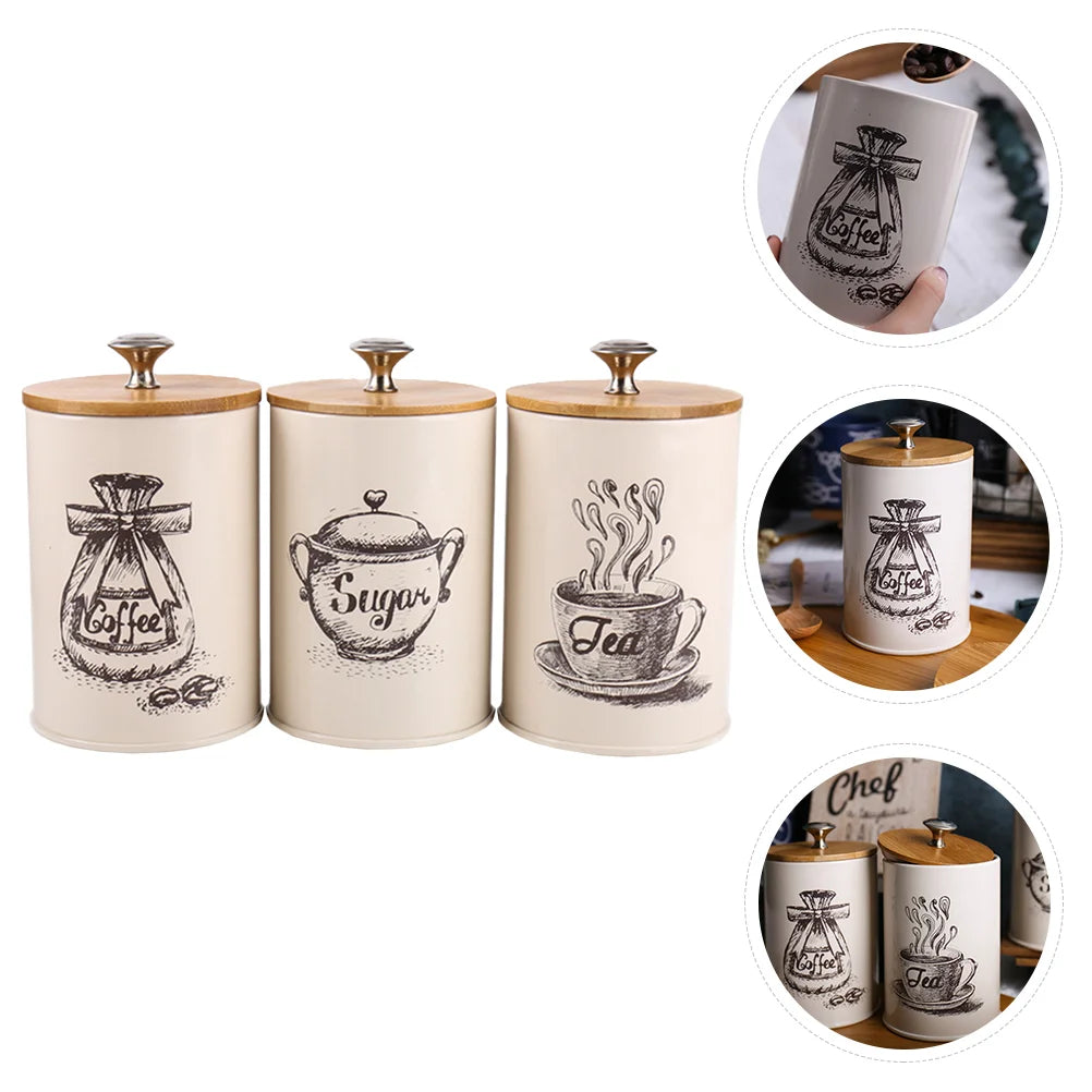 Metal Tea Coffee Sugar Storage Jars