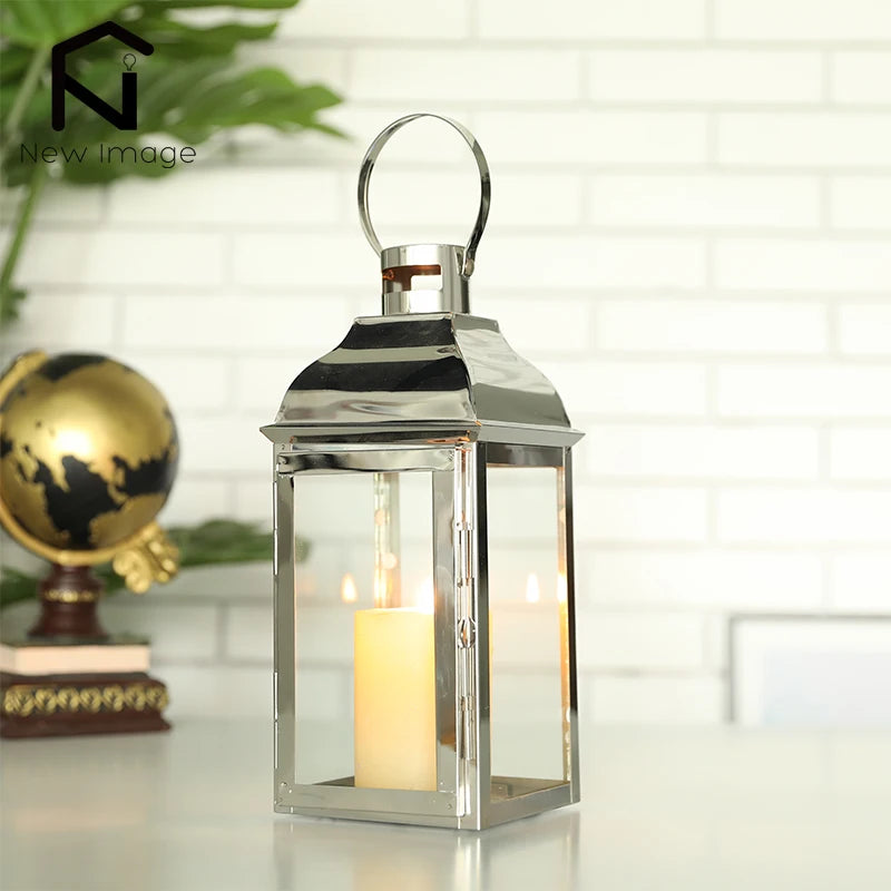 Stainless Steel Metal and Glass Hanging Lanterns