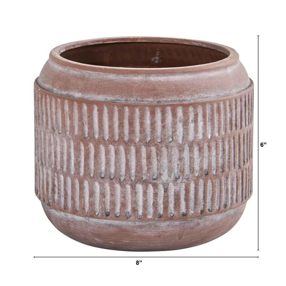 Round Brown Ceramic Plant Planter